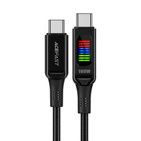 Kabel USB C do USB C Acefast C7 03 1.2m z wyświetlaczem (czarny)