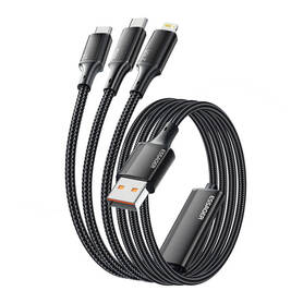 USB A 3in1 cable Essager EXCMTL JJ01 P USB C/Lightning/Micro 100W 1.2m (black)