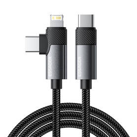 Cable USB Essager EXCTTL WL0G P USB C to lightning+USB C 65W 1m (gray)