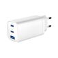 Gembird 3-port 67 W GaN USB PowerDelivery fast charger, white